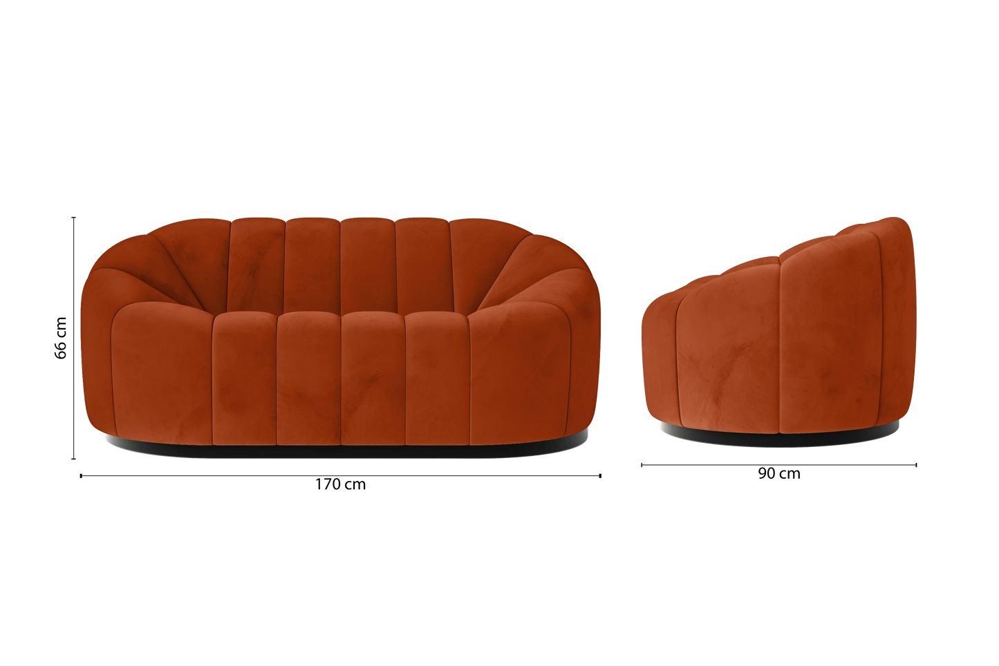 Columbia 2 Seater Sofa Orange Velvet