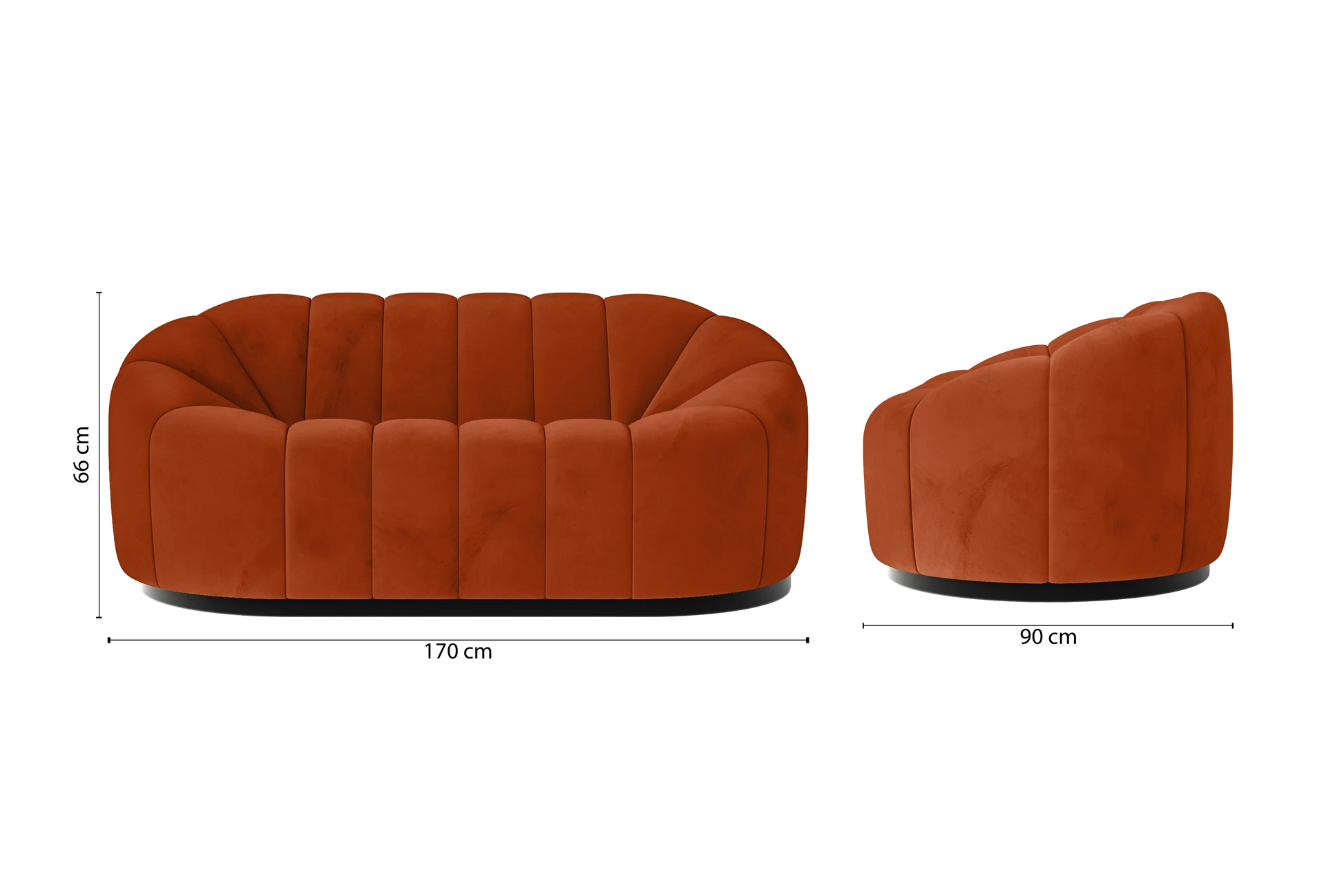 Columbia 2 Seater Sofa Orange Velvet