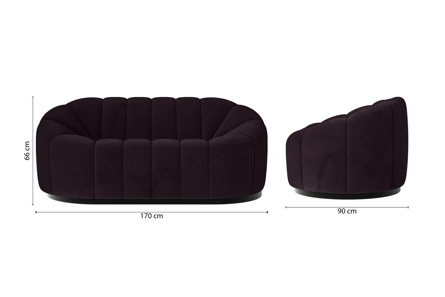 Columbia 2 Seater Sofa Purple Velvet