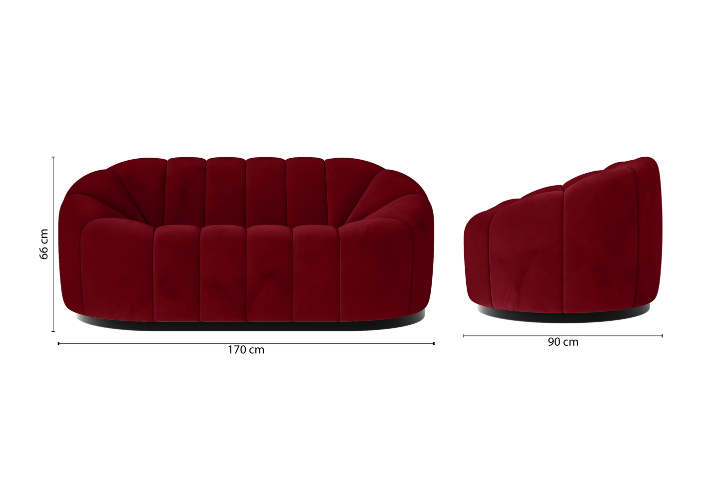 Columbia 2 Seater Sofa Red Velvet