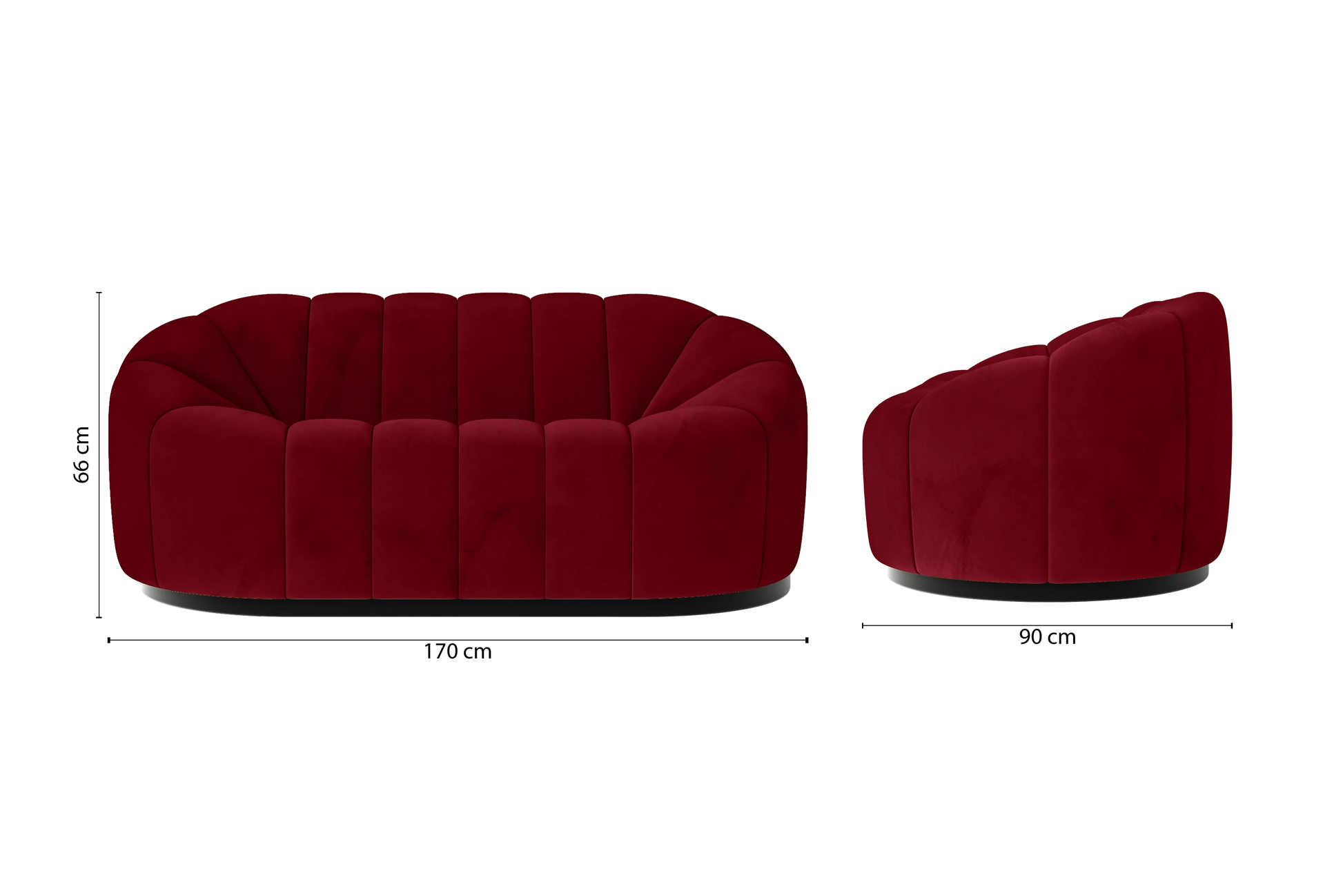 Columbia 2 Seater Sofa Red Velvet