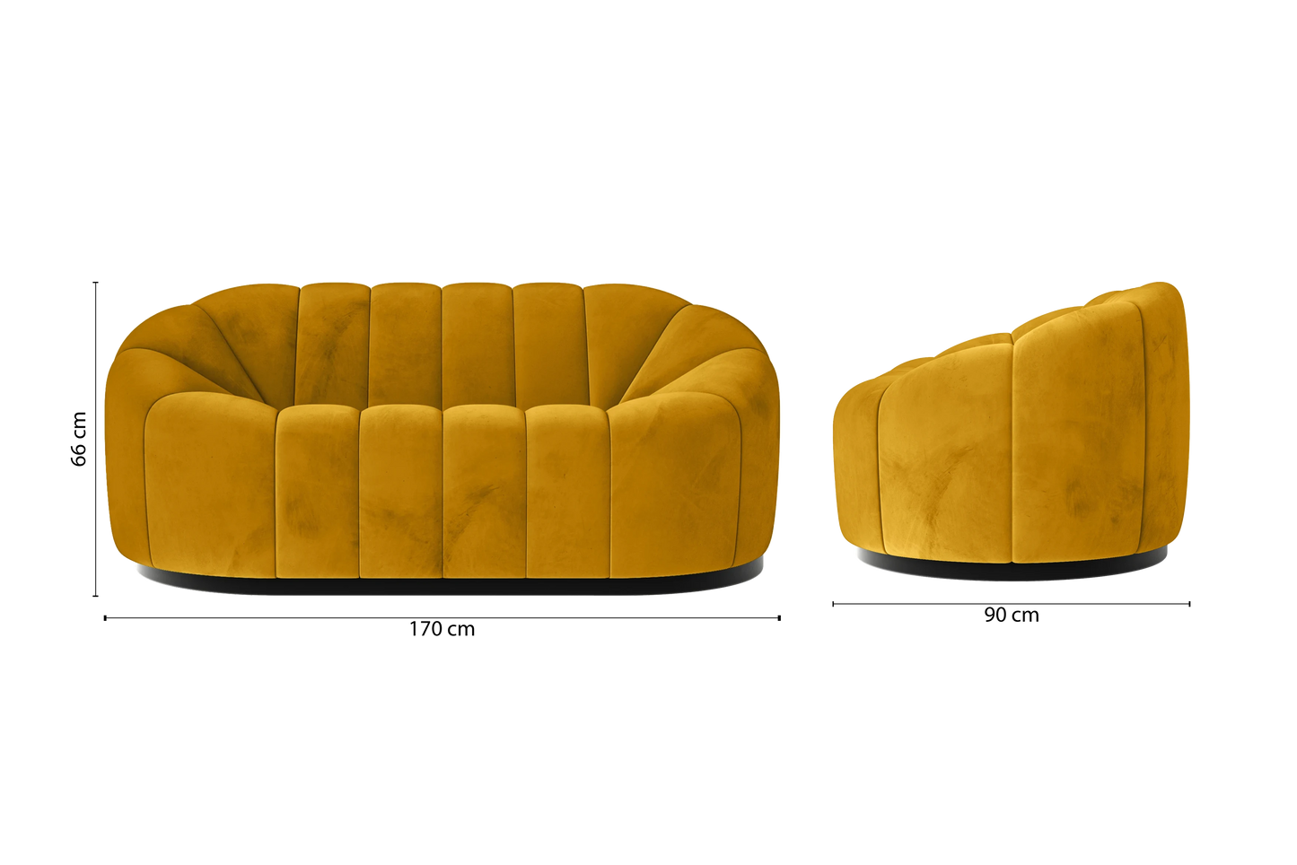 Columbia 2 Seater Sofa Yellow Velvet