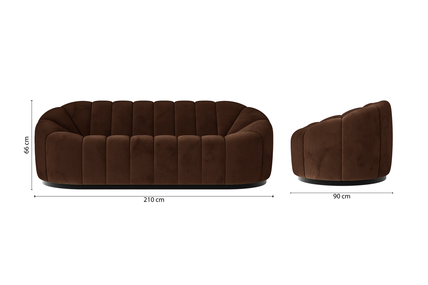 Columbia 3 Seater Sofa Coffee Brown Velvet