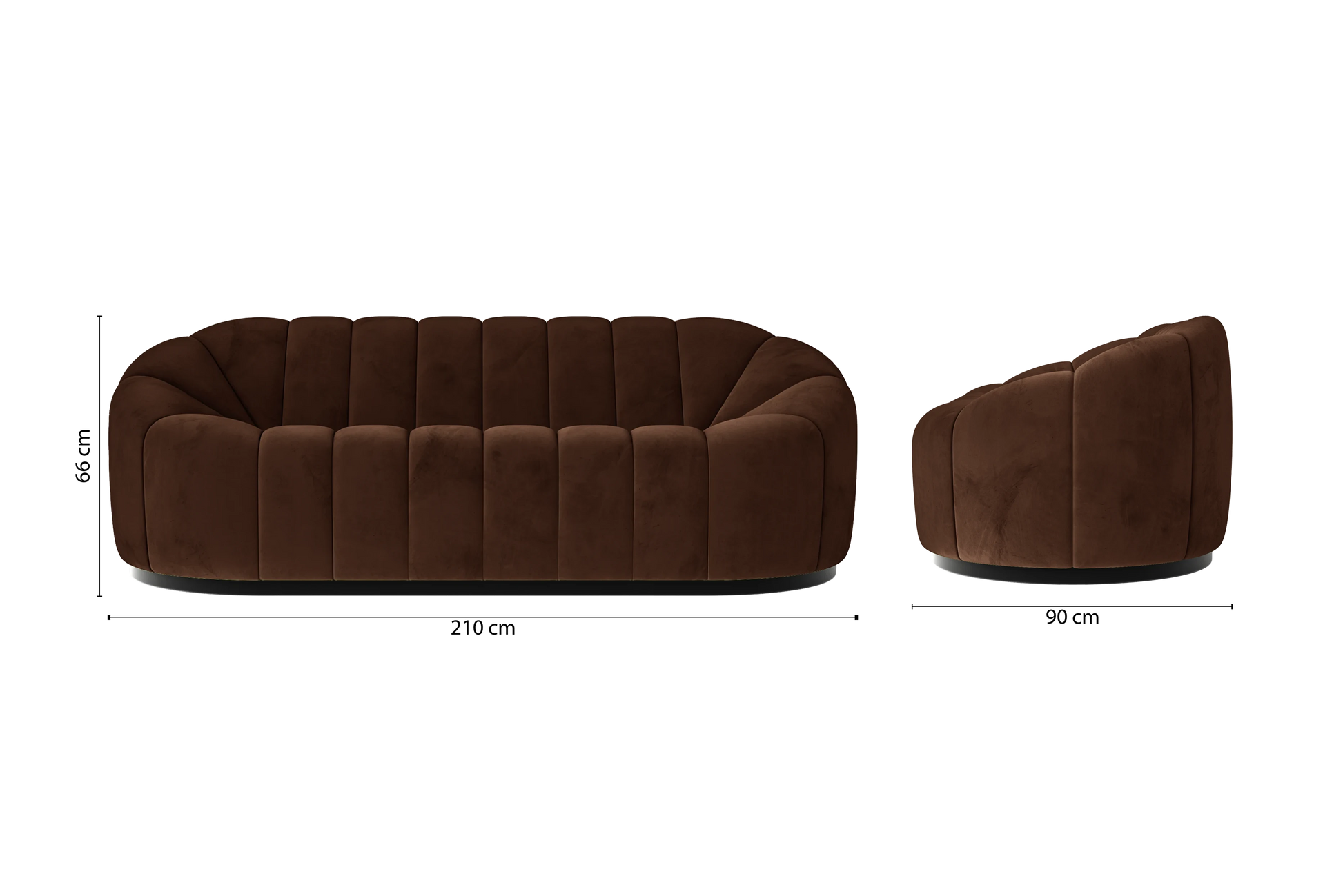 Columbia 3 Seater Sofa Coffee Brown Velvet