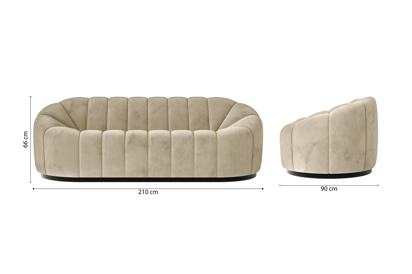 Columbia 3 Seater Sofa Cream Velvet