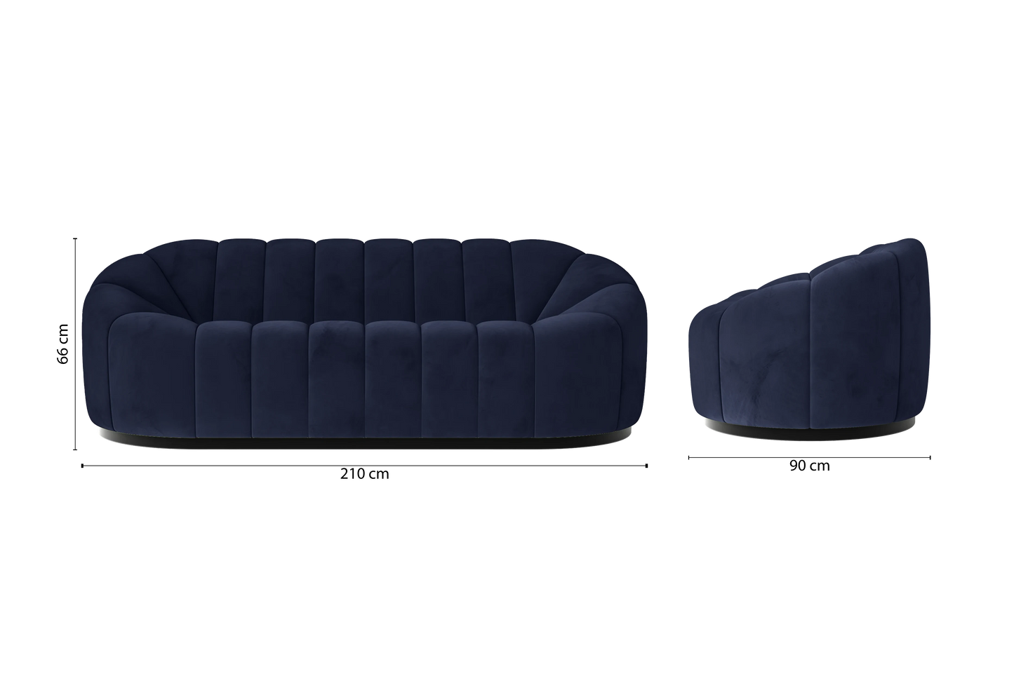 Columbia 3 Seater Sofa Dark Blue Velvet