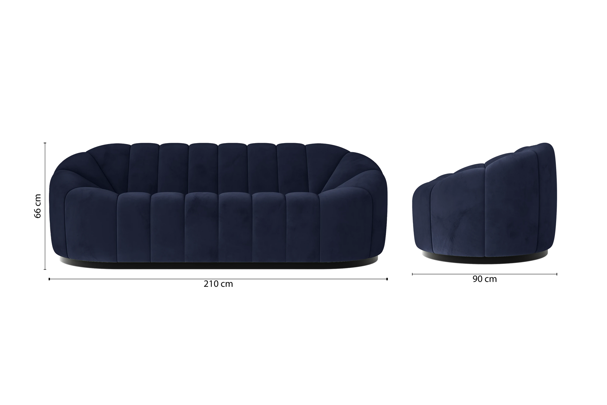 Columbia 3 Seater Sofa Dark Blue Velvet