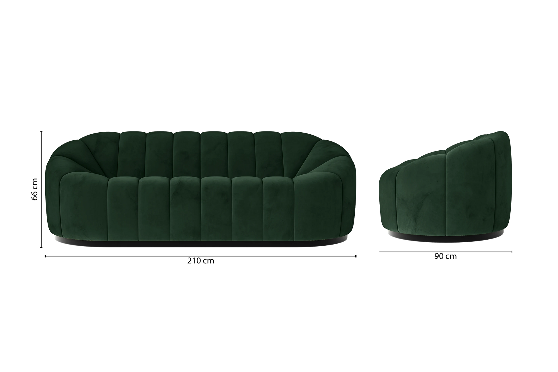 Columbia 3 Seater Sofa Green Velvet