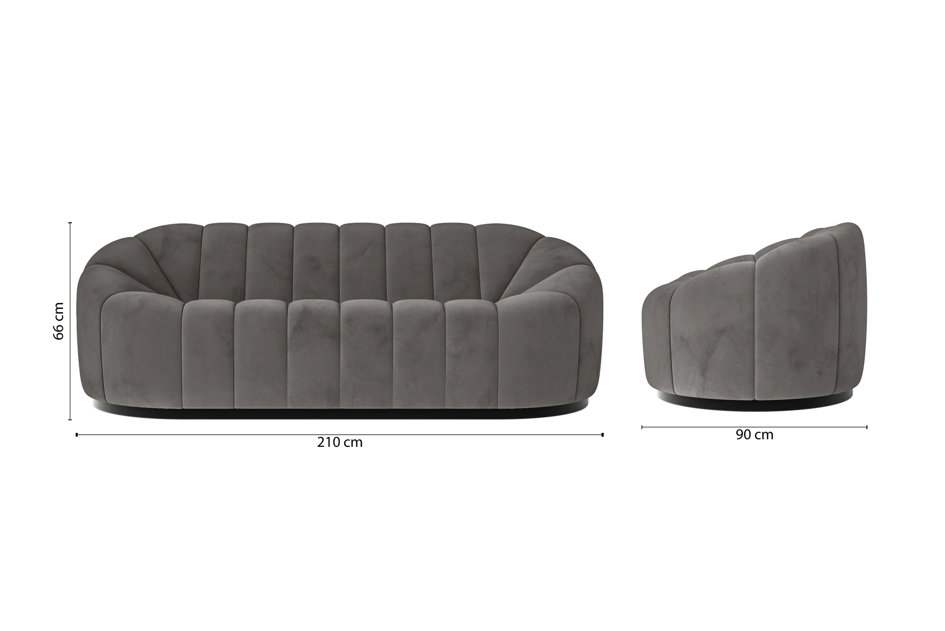 Columbia 3 Seater Sofa Grey Velvet