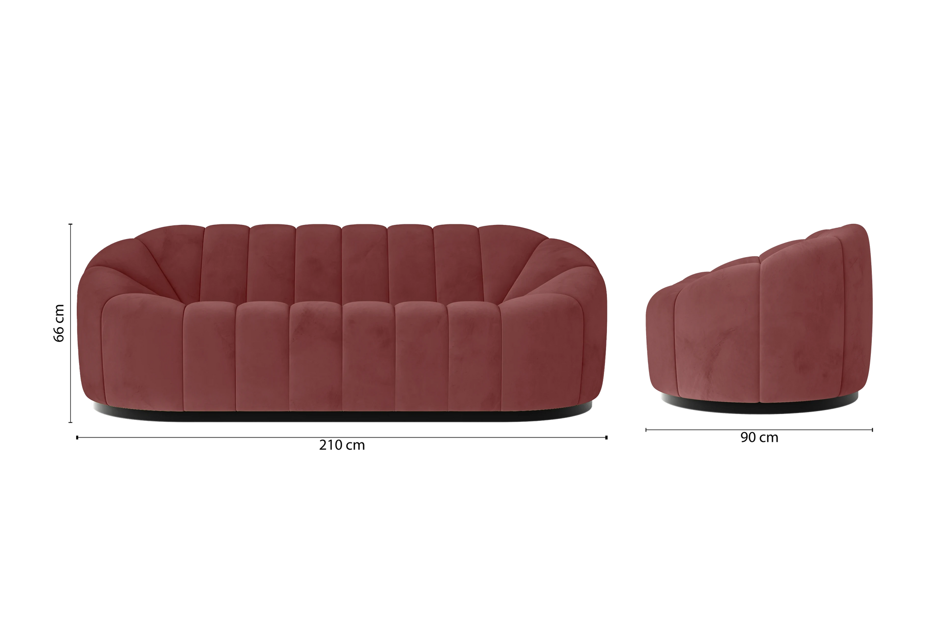 Columbia 3 Seater Sofa Pink Velvet