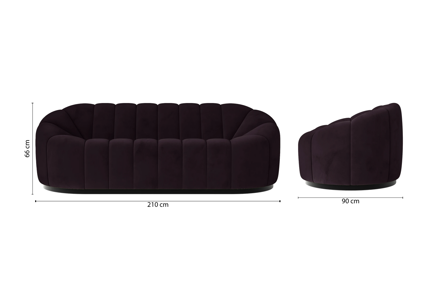 Columbia 3 Seater Sofa Purple Velvet