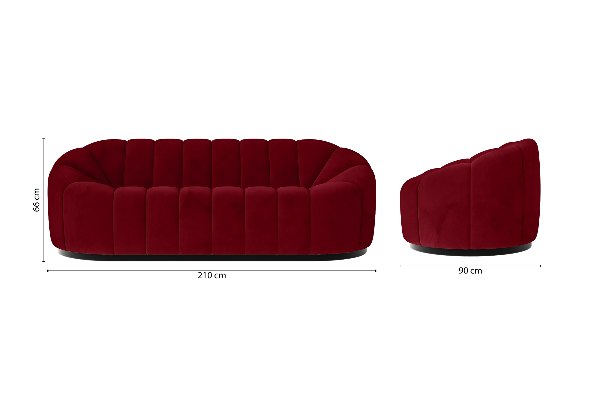 Columbia 3 Seater Sofa Red Velvet