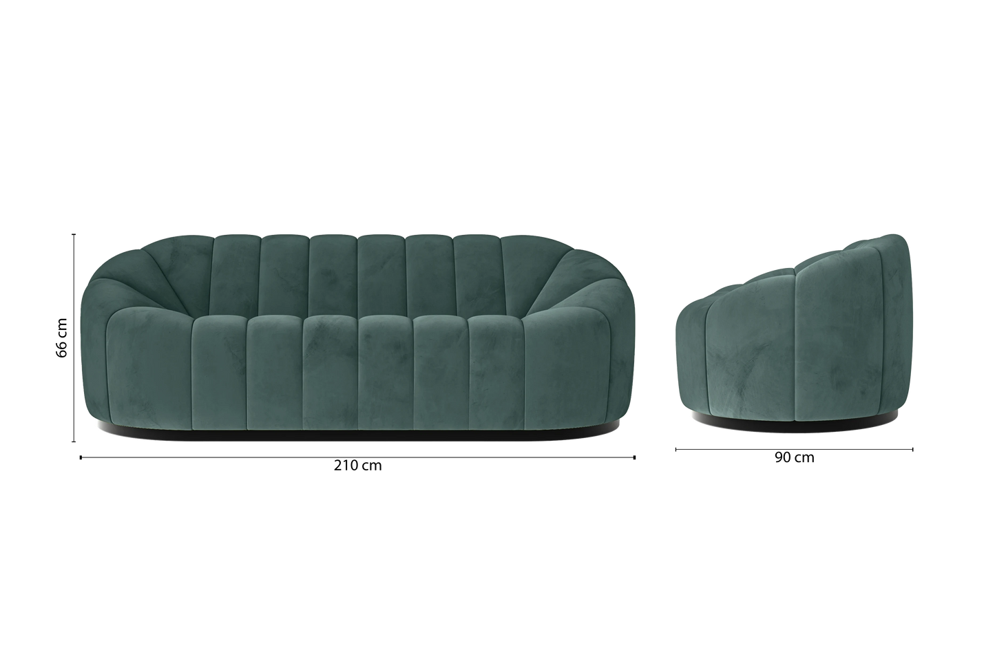 Columbia 3 Seater Sofa Teal Velvet