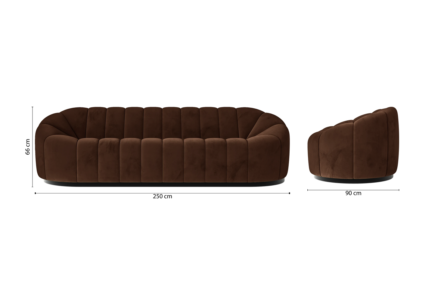 Columbia 4 Seater Sofa Coffee Brown Velvet