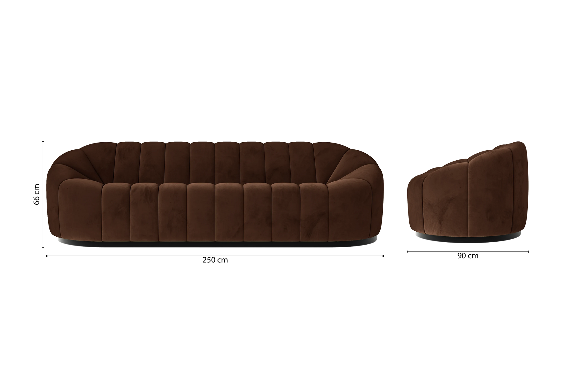 Columbia 4 Seater Sofa Coffee Brown Velvet