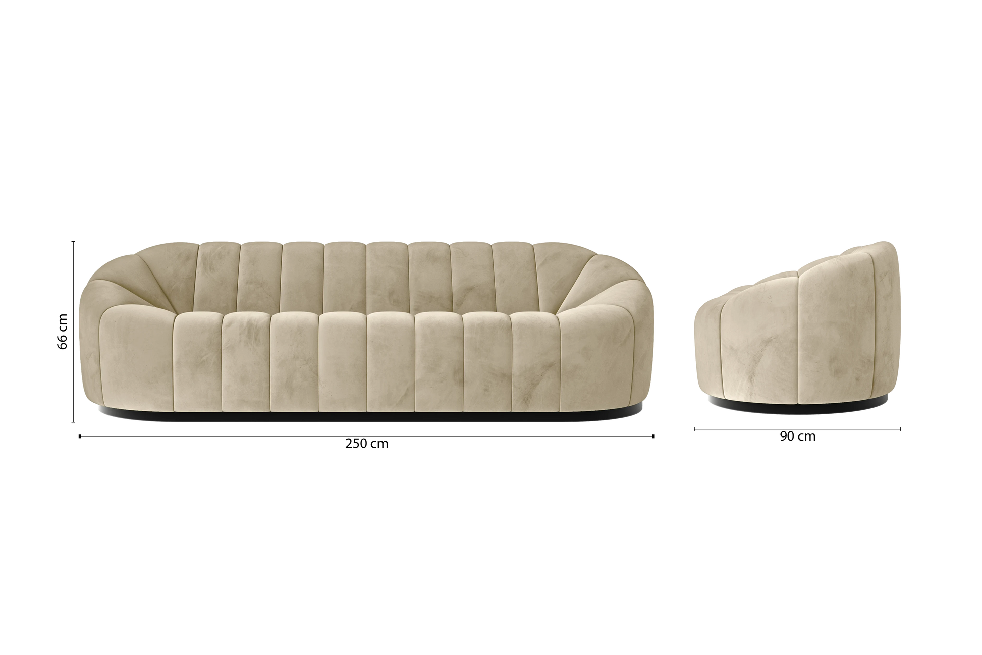 Columbia 4 Seater Sofa Cream Velvet