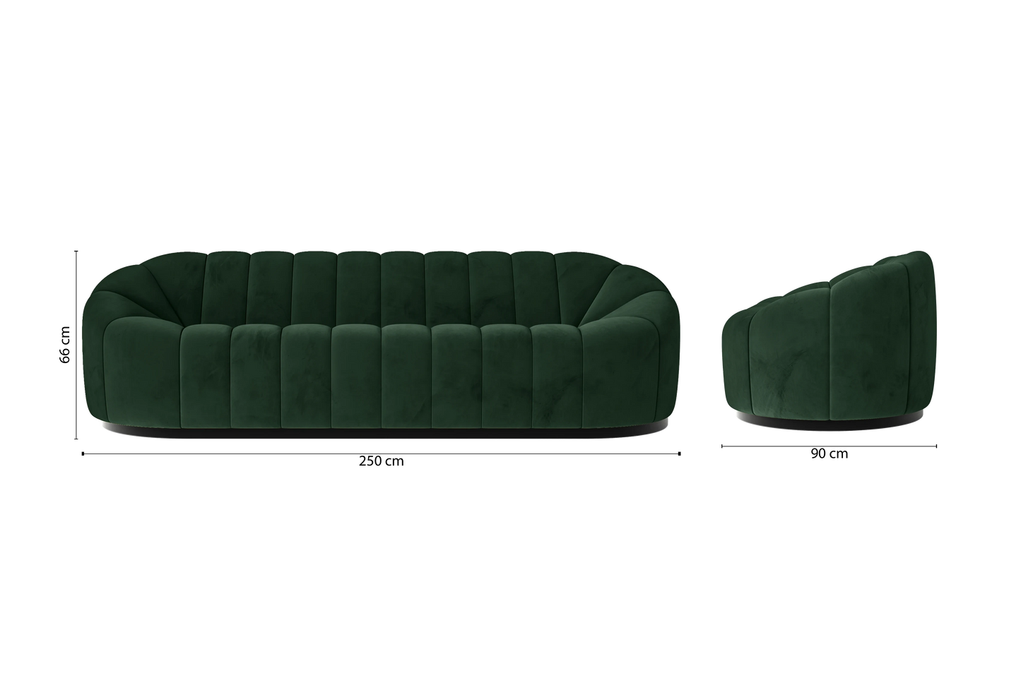 Columbia 4 Seater Sofa Green Velvet