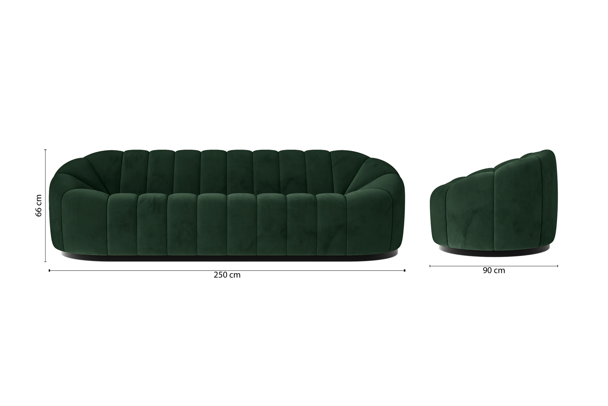 Columbia 4 Seater Sofa Green Velvet