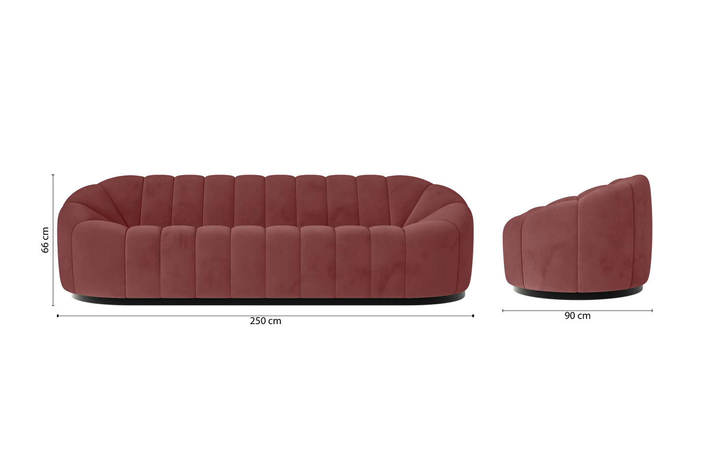 Columbia 4 Seater Sofa Pink Velvet