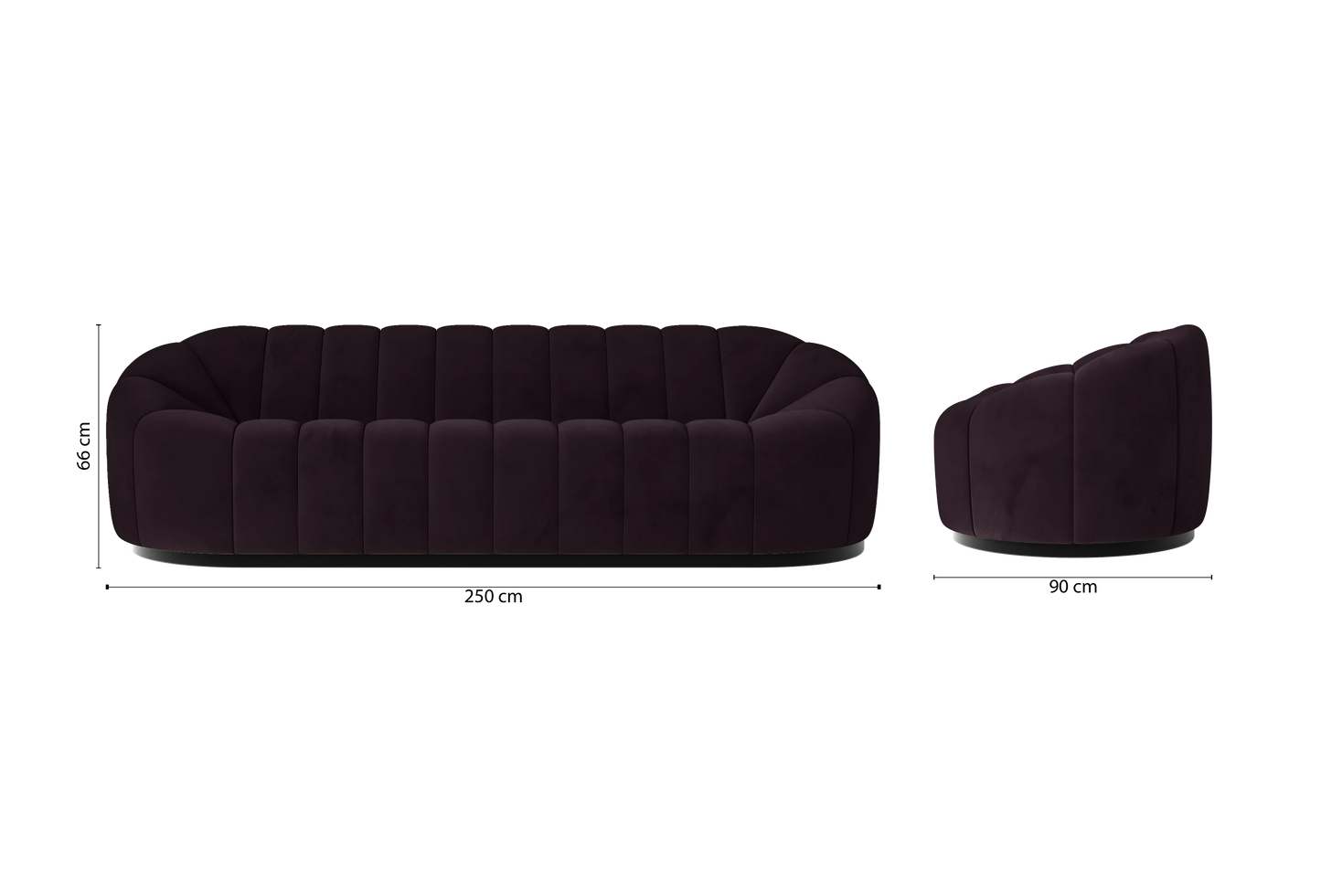 Columbia 4 Seater Sofa Purple Velvet