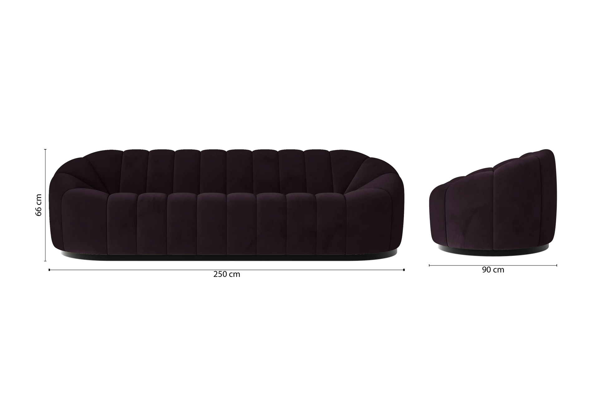 Columbia 4 Seater Sofa Purple Velvet