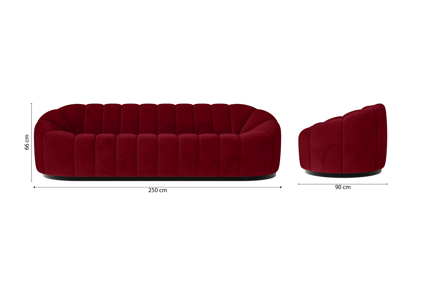 Columbia 4 Seater Sofa Red Velvet