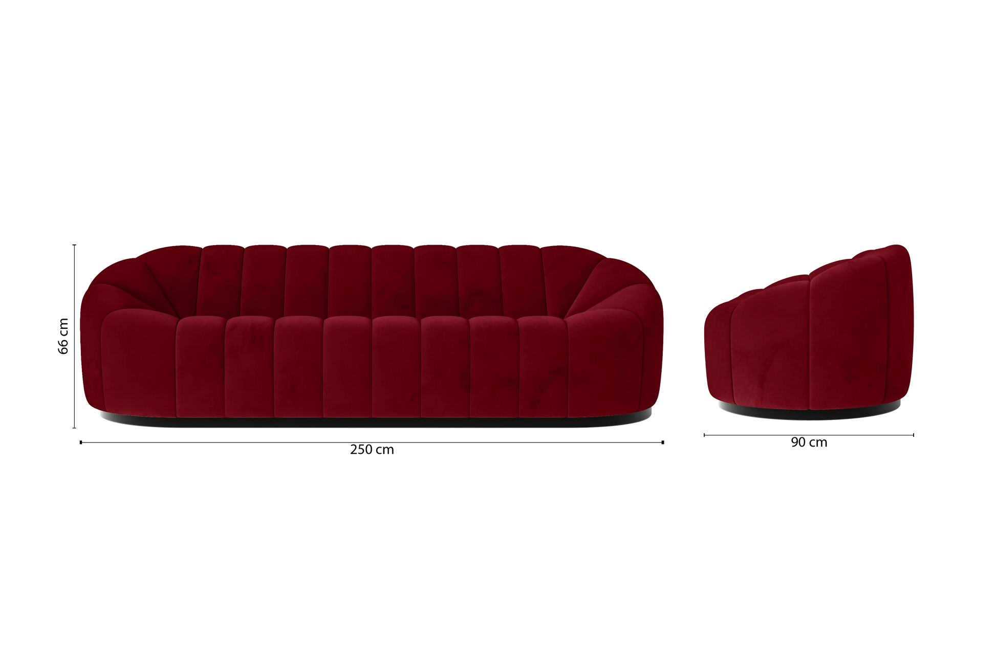 Columbia 4 Seater Sofa Red Velvet