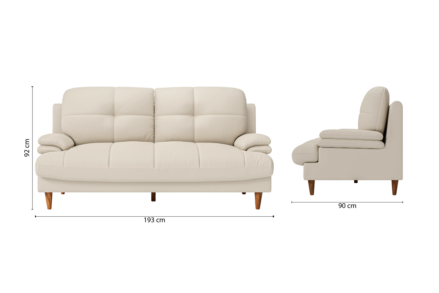 Cosenza 3 Seater Sofa Cream Leather