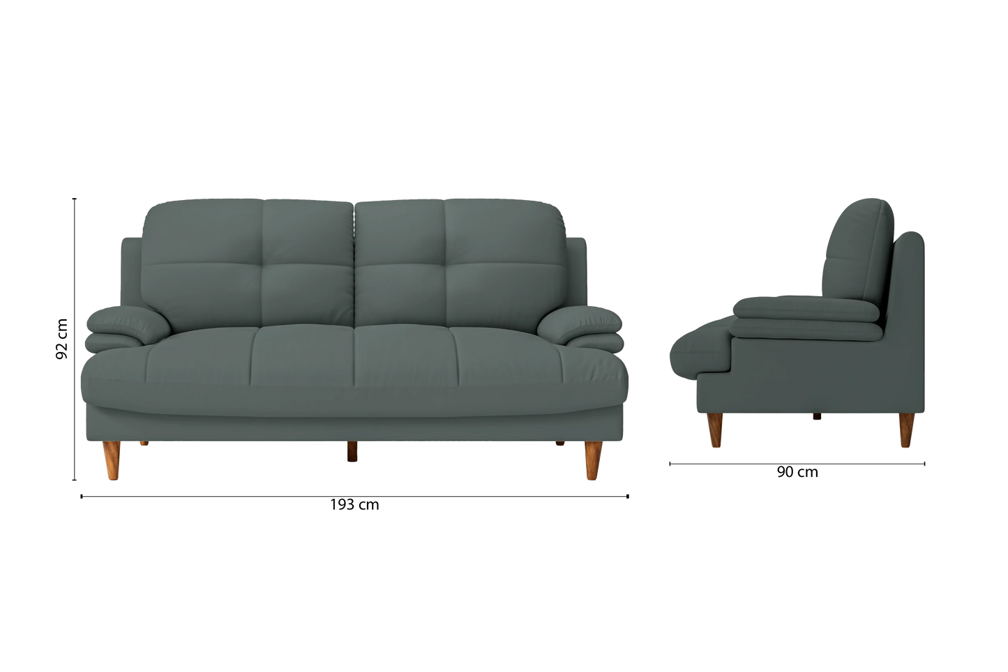 Cosenza 3 Seater Sofa Dusky Turquoise Leather