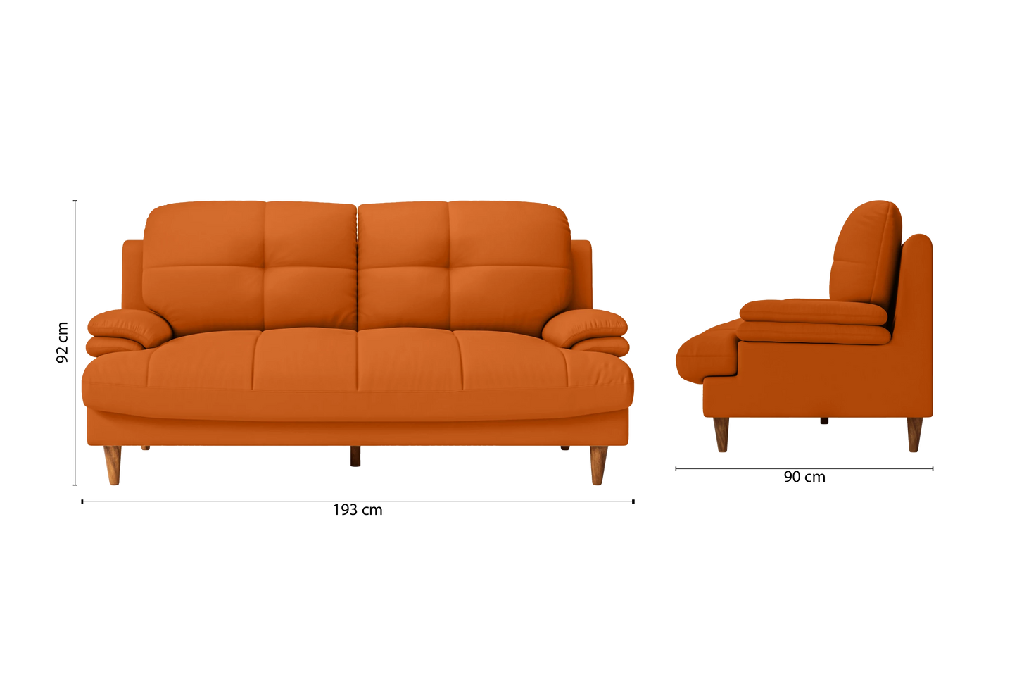 Cosenza 3 Seater Sofa Orange Leather