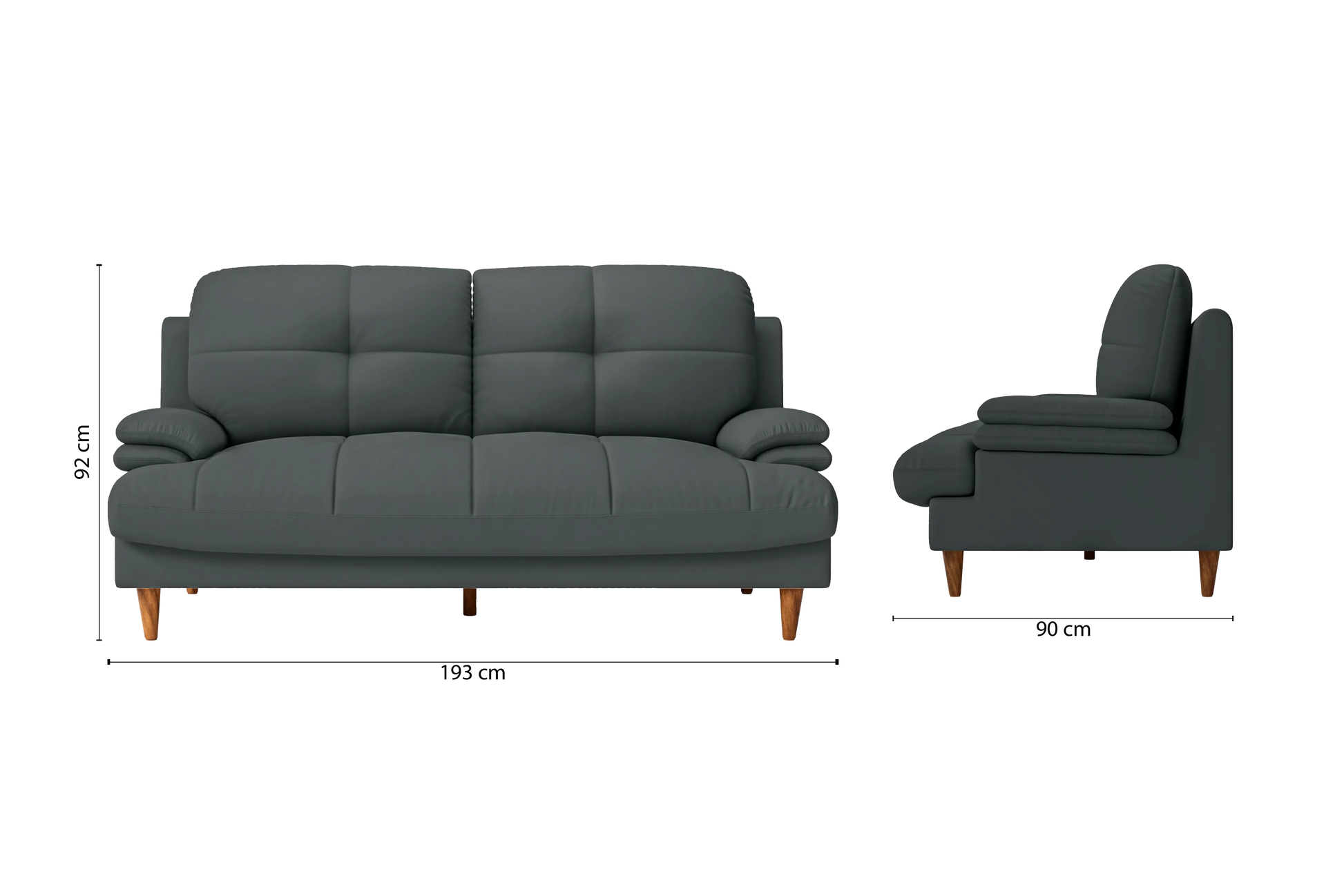 Cosenza 3 Seater Sofa Slate Leather