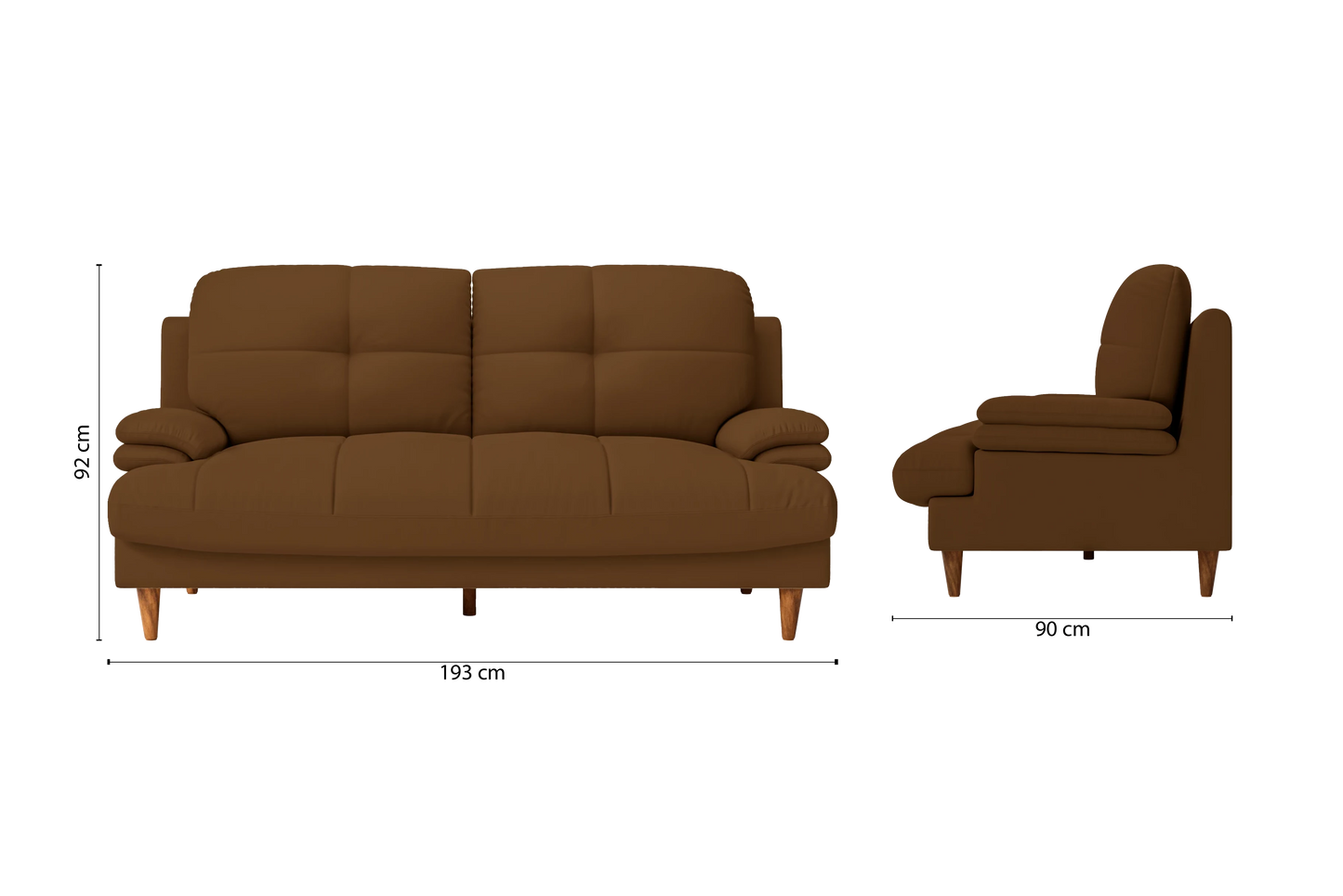 Cosenza 3 Seater Sofa Walnut Brown Leather