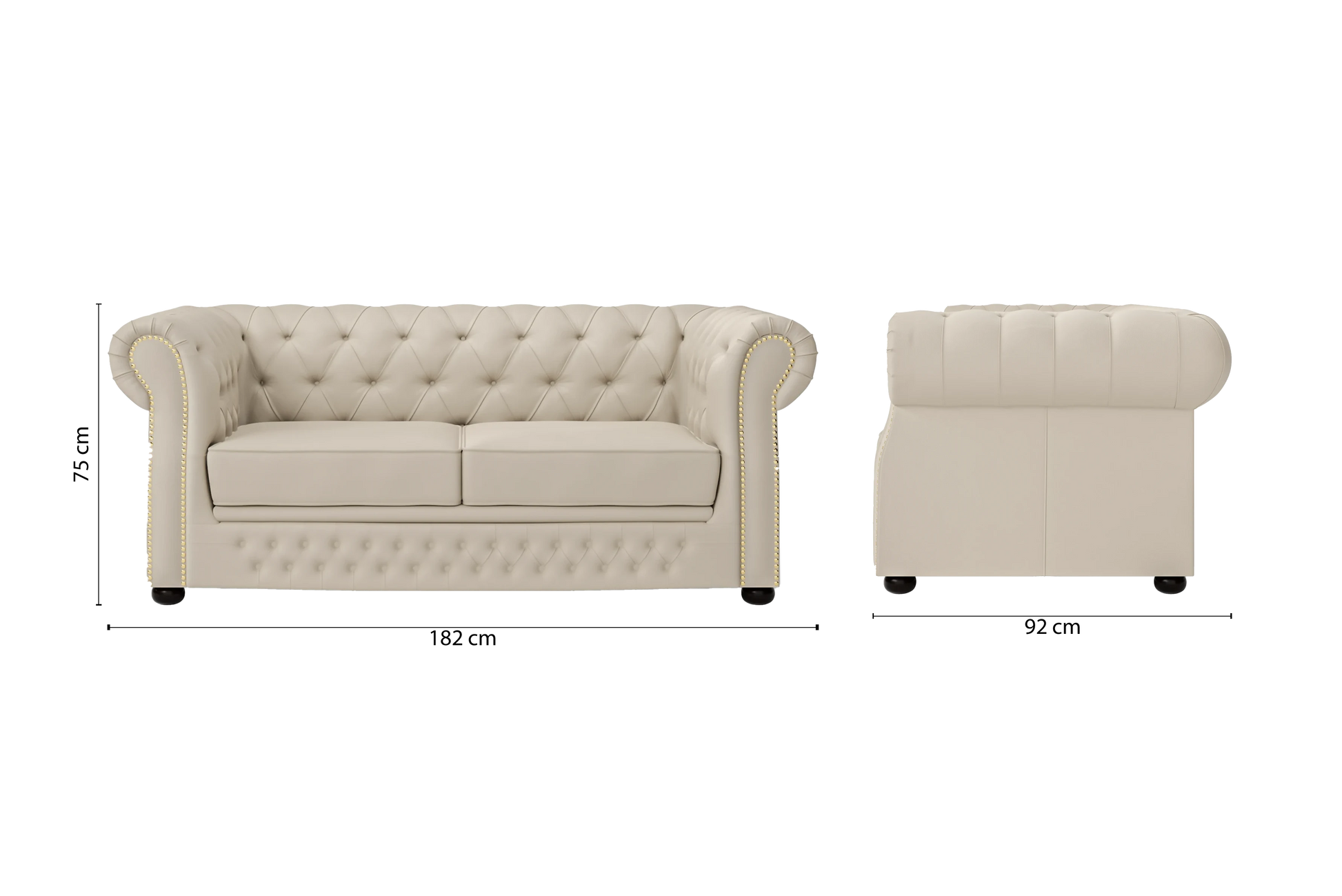 Cuneo 2 Seater Sofa Cream Leather