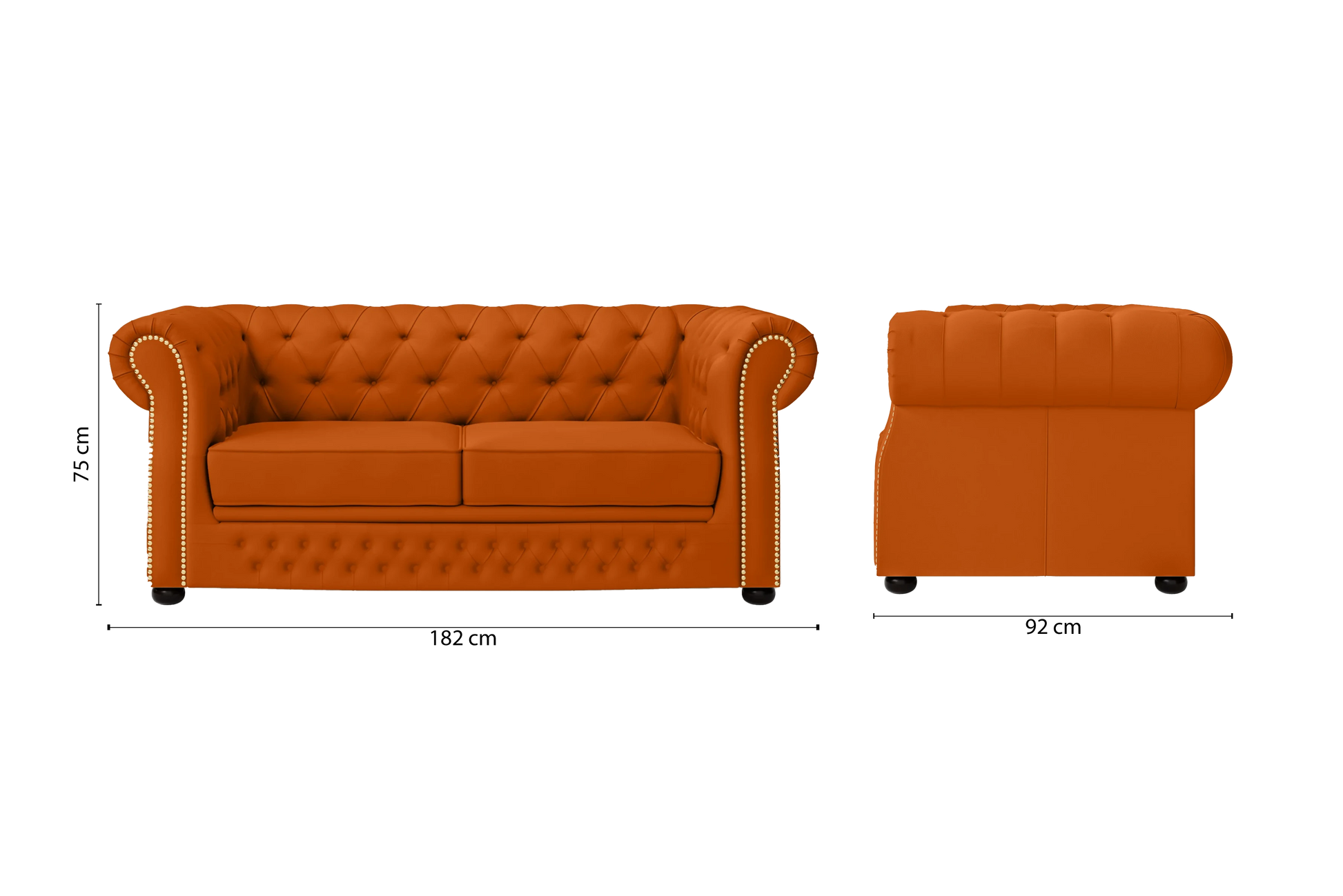 Cuneo 2 Seater Sofa Orange Leather