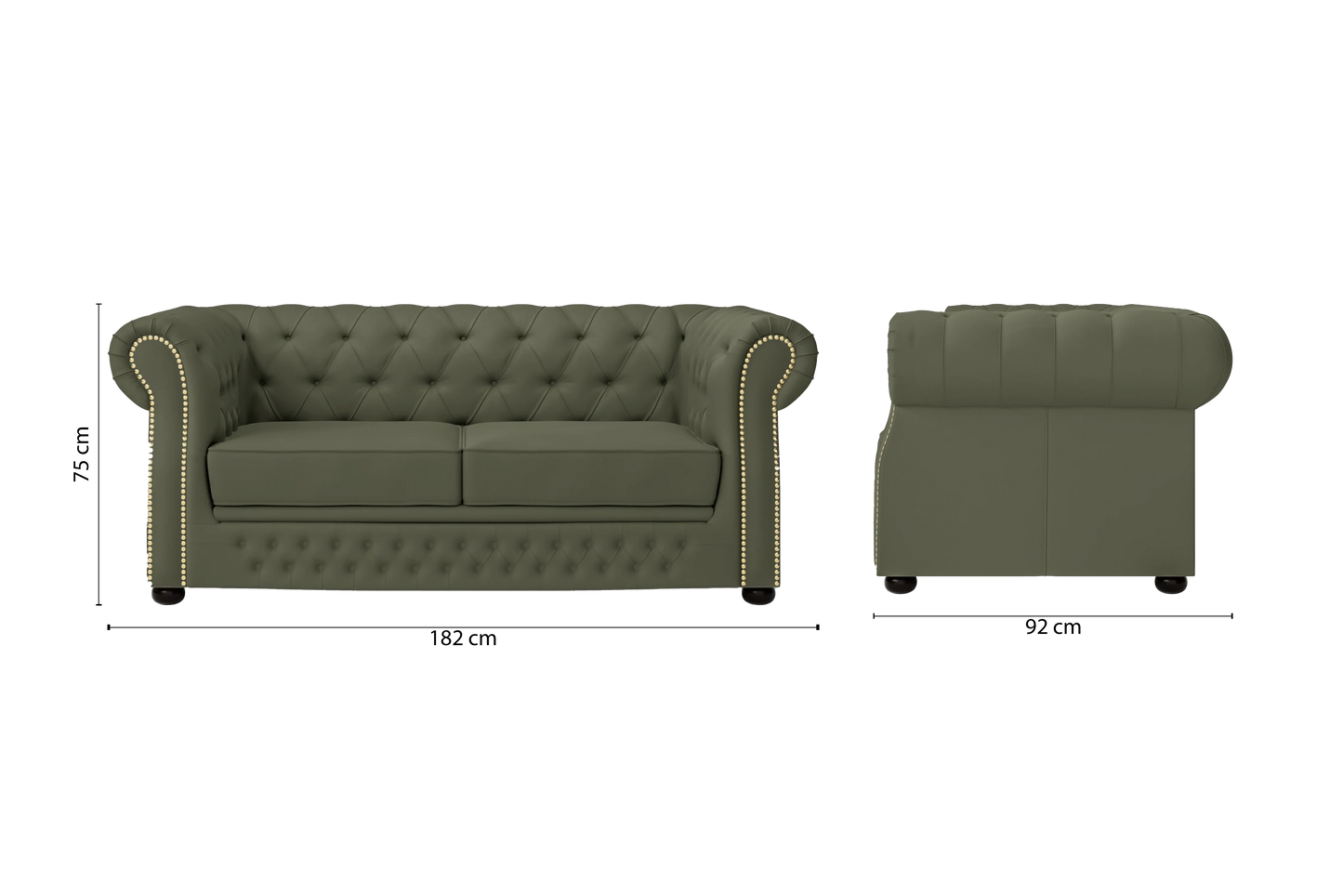 Cuneo 2 Seater Sofa Sage Leather