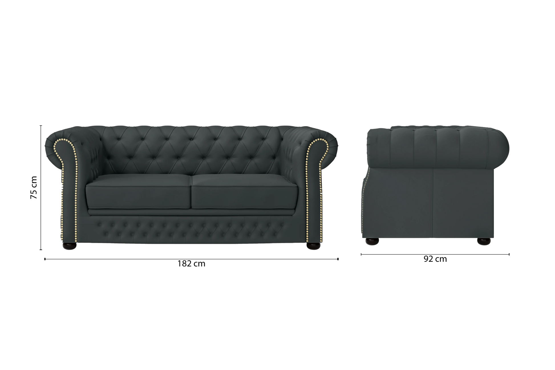 Cuneo 2 Seater Sofa Slate Leather