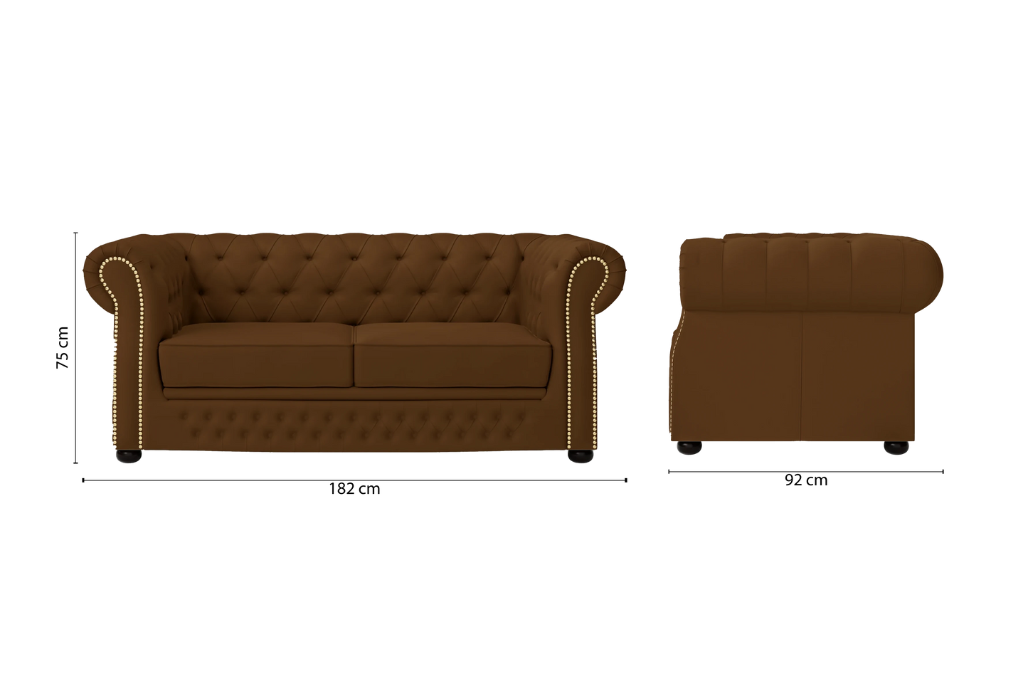 Cuneo 2 Seater Sofa Walnut Brown Leather