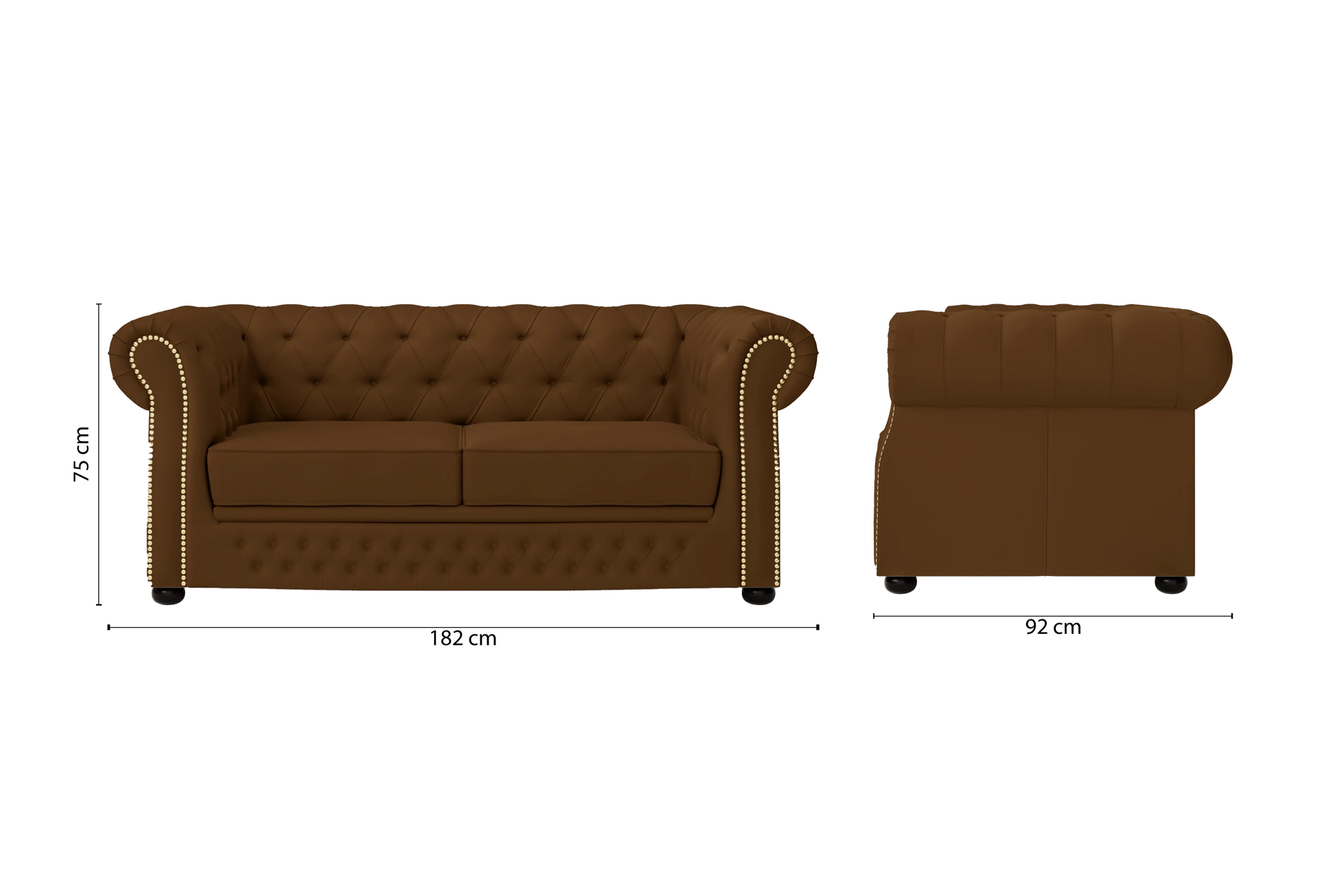 Cuneo 2 Seater Sofa Walnut Brown Leather