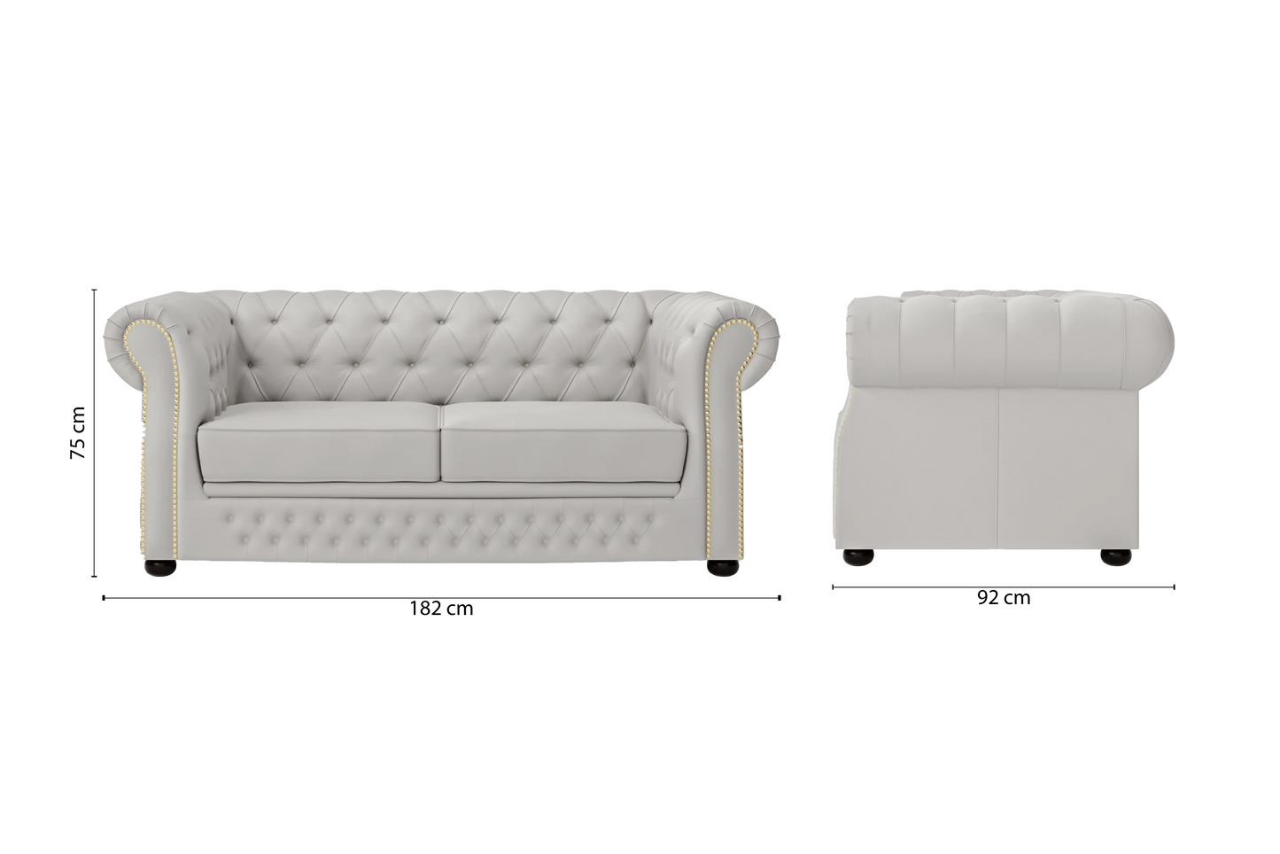 Cuneo 2 Seater Sofa White Leather