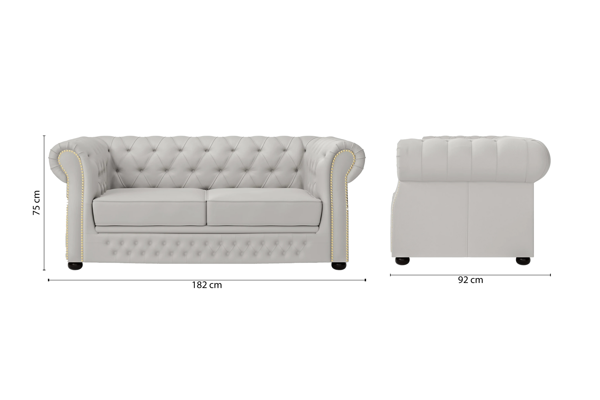 Cuneo 2 Seater Sofa White Leather