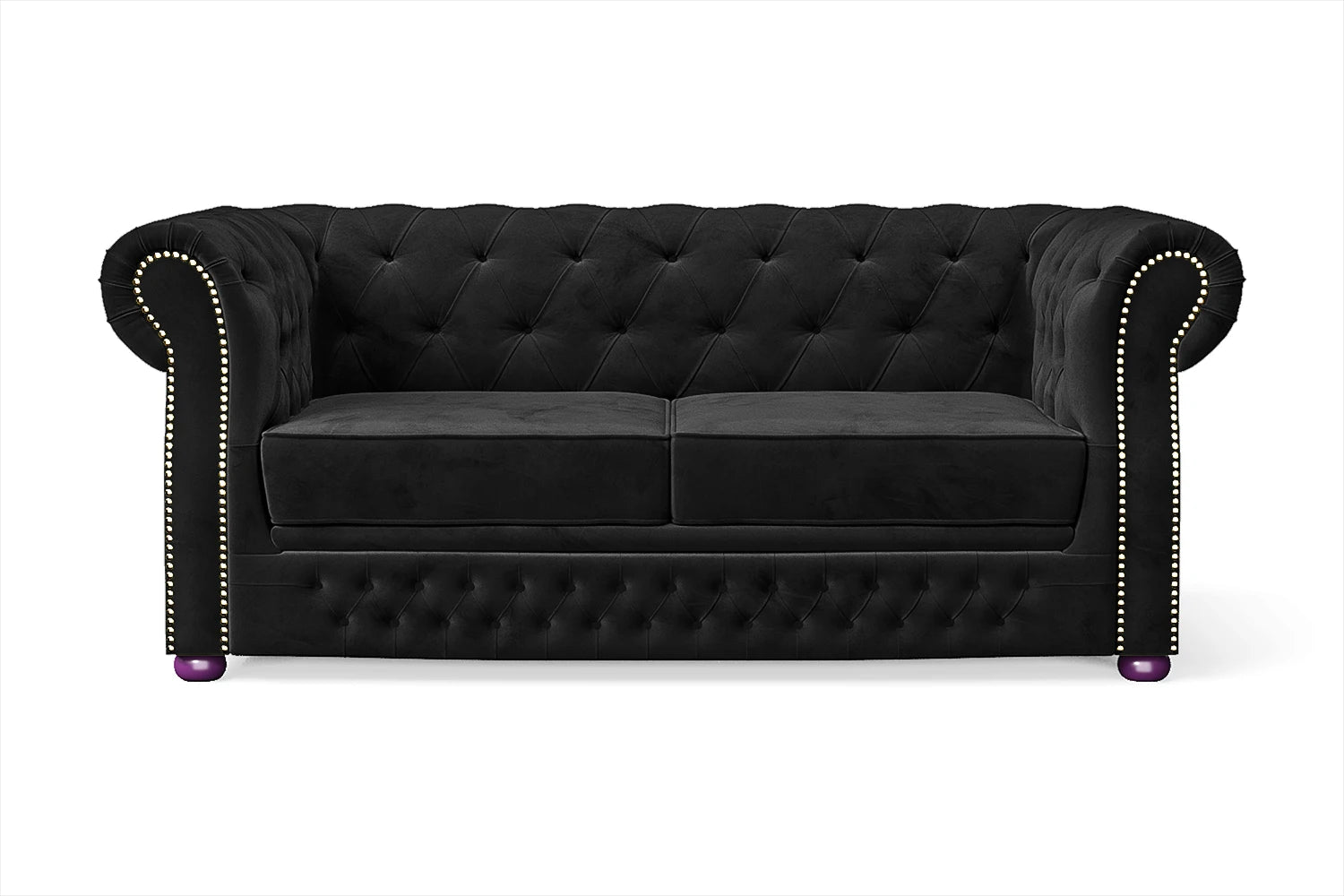 Cuneo 2 Seater Sofa Black Velvet