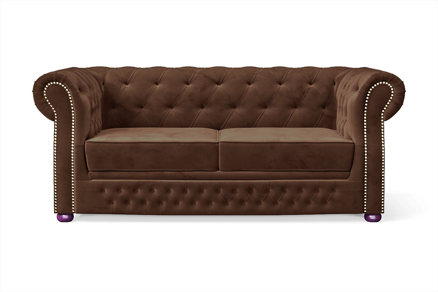 Cuneo 2 Seater Sofa Coffee Brown Velvet