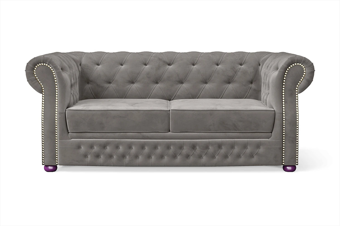 Cuneo 2 Seater Sofa Grey Velvet