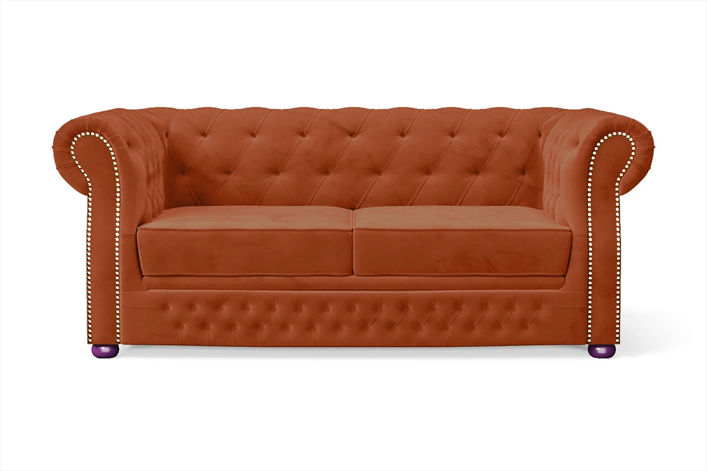 Cuneo 2 Seater Sofa Orange Velvet