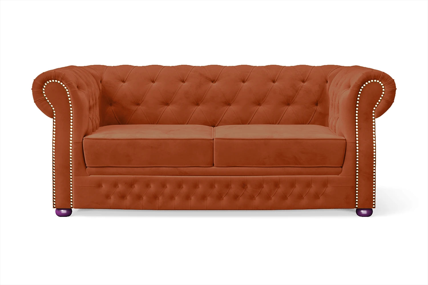 Cuneo 2 Seater Sofa Orange Velvet