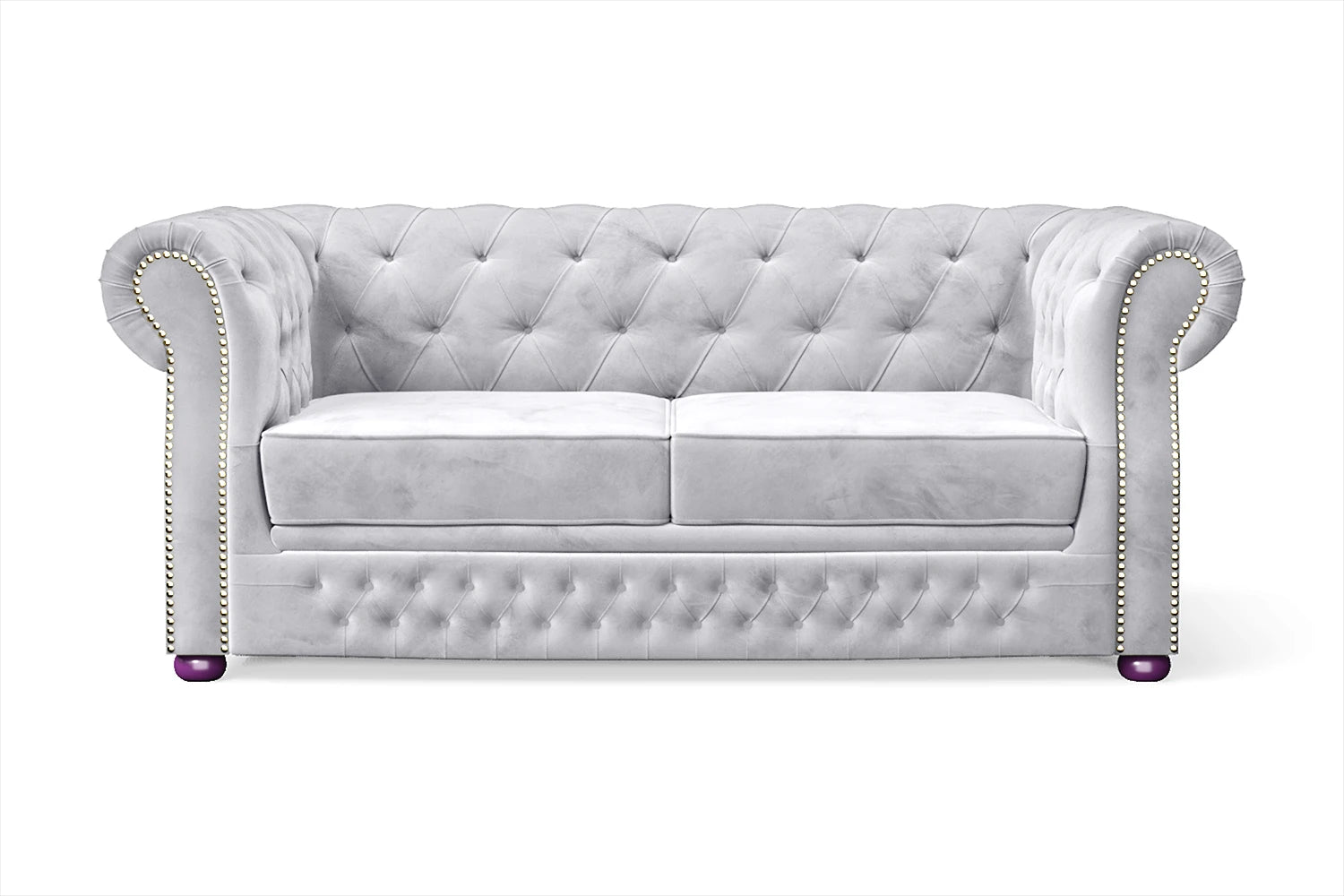 Cuneo 2 Seater Sofa Silver Velvet