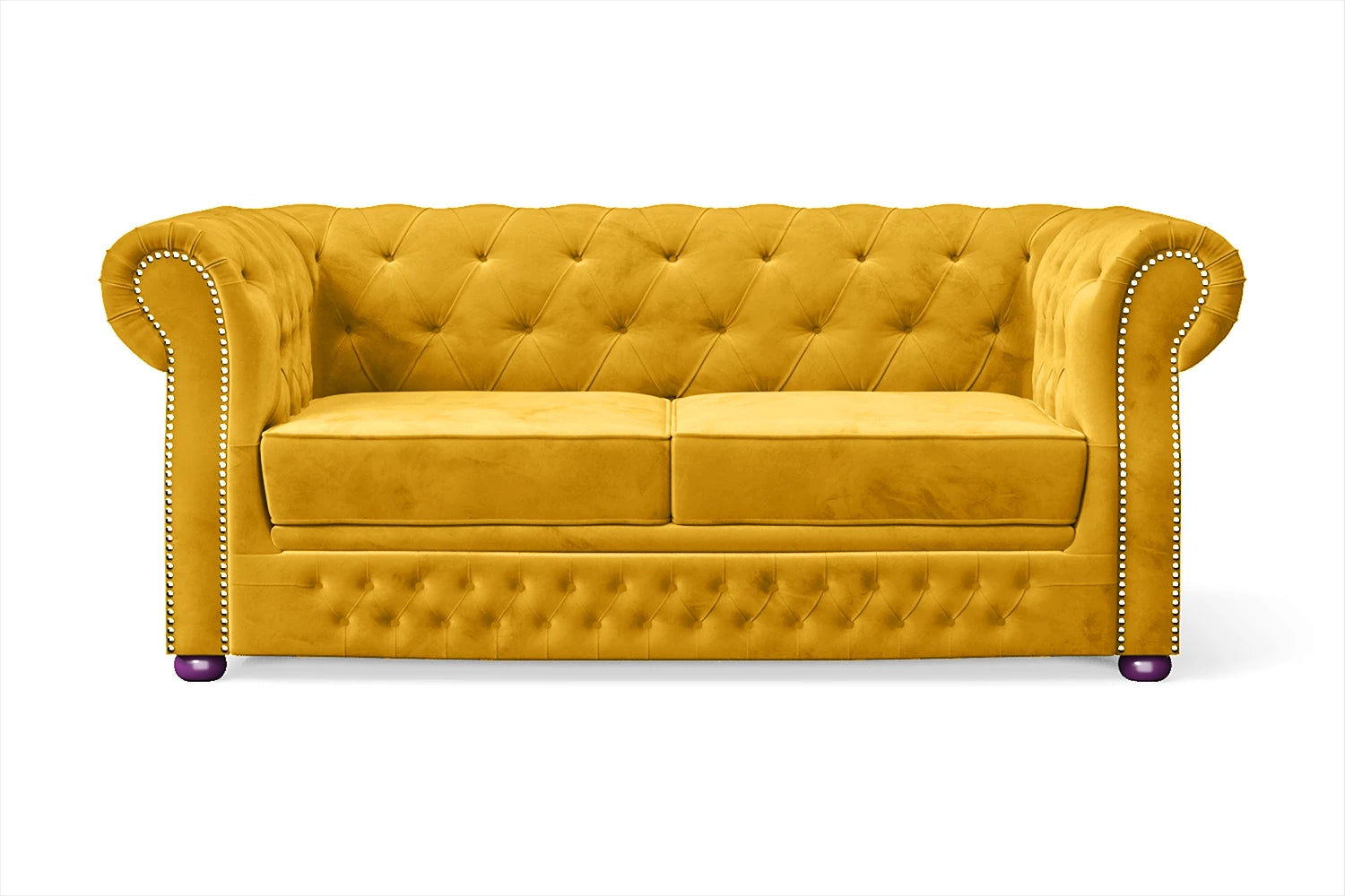 Cuneo 2 Seater Sofa Yellow Velvet