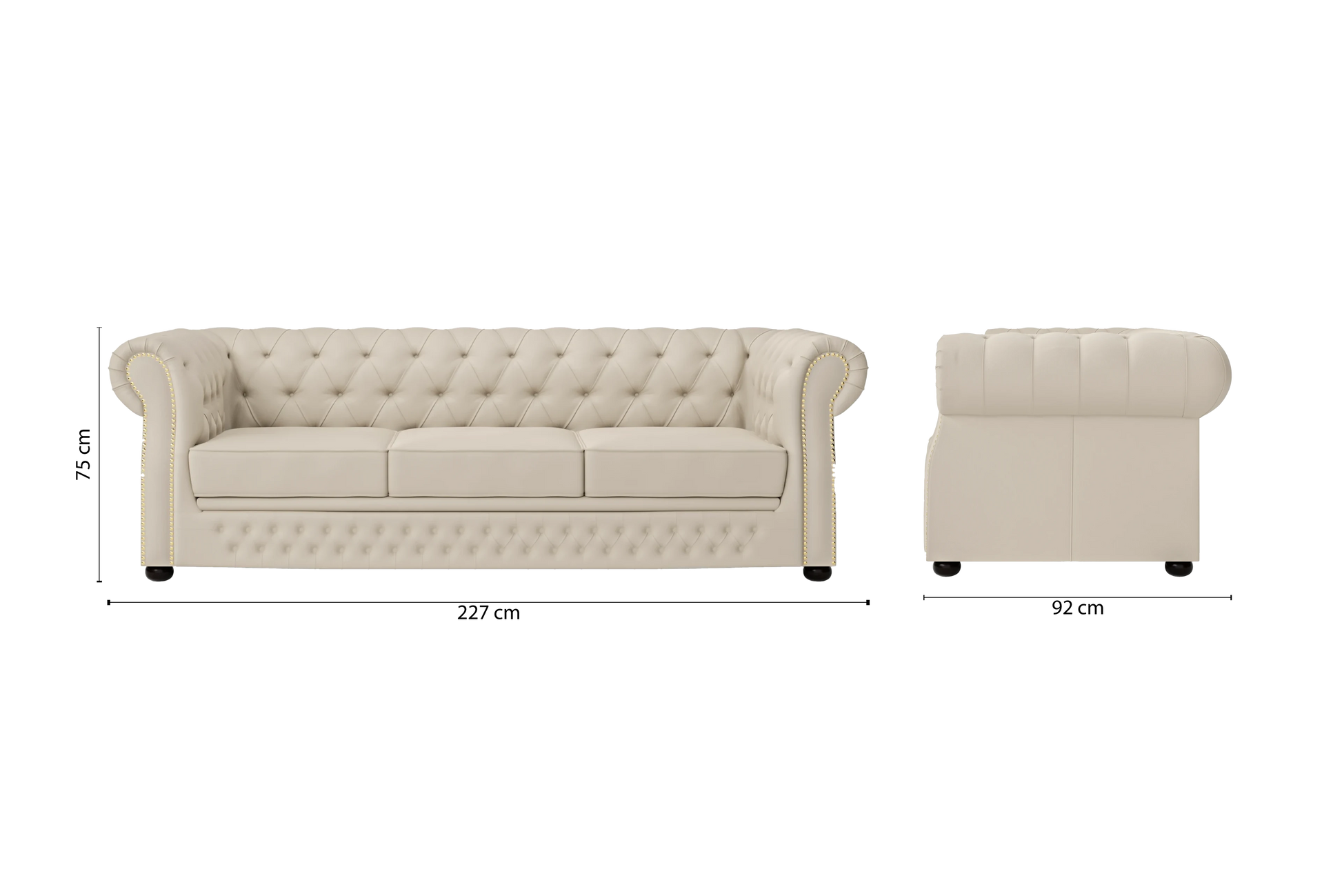 Cuneo 3 Seater Sofa Cream Leather