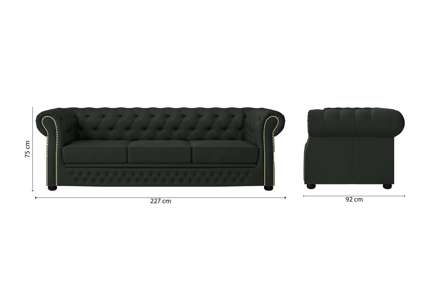 Cuneo 3 Seater Sofa Green Leather