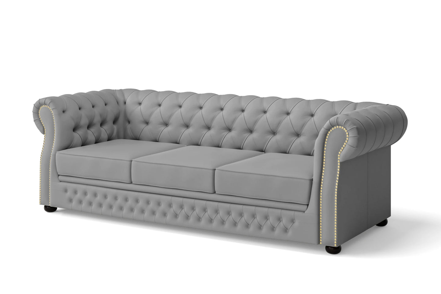 Cuneo 3 Seater Sofa Grey Leather